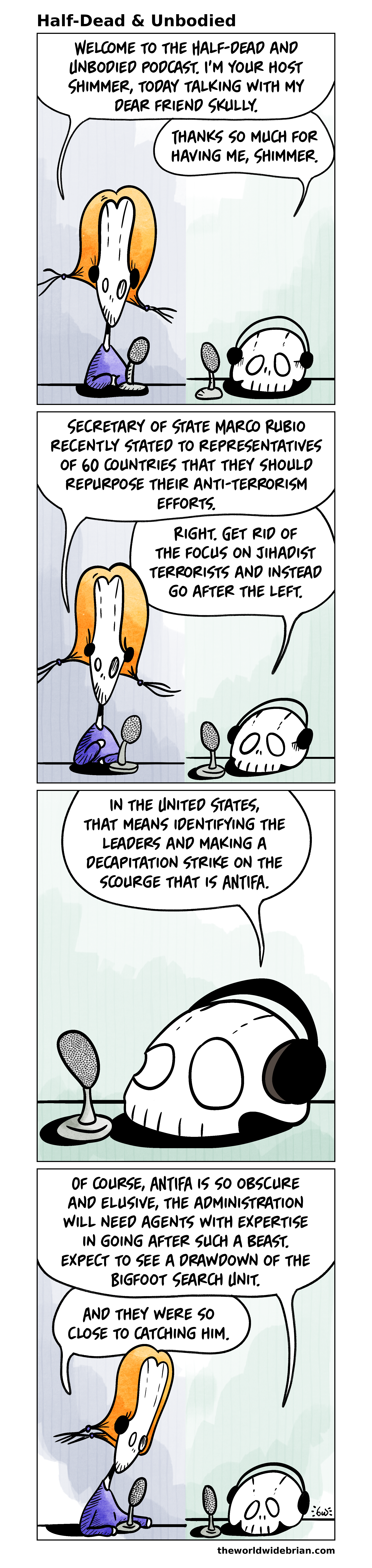 Half-Dead & Unbodied, four-panel comic strip